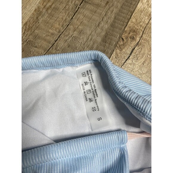 Shein Swimwear Small High Waist Bottom Blue Side Tie Bikini Swim Bathing Suit - Picture 2 of 9